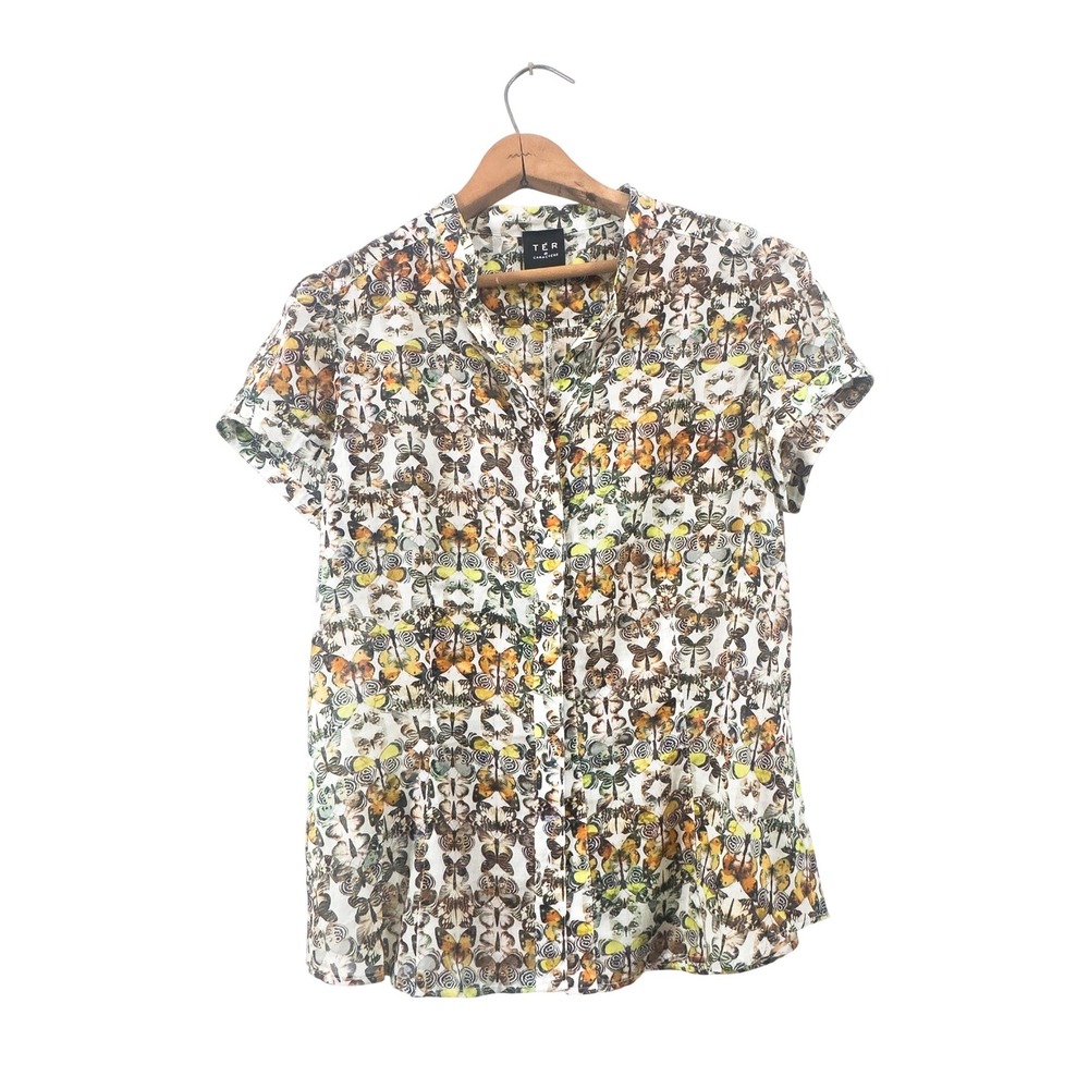TER de Caractère Butterfly Print Blouse Multicolor Cotton - Size 10